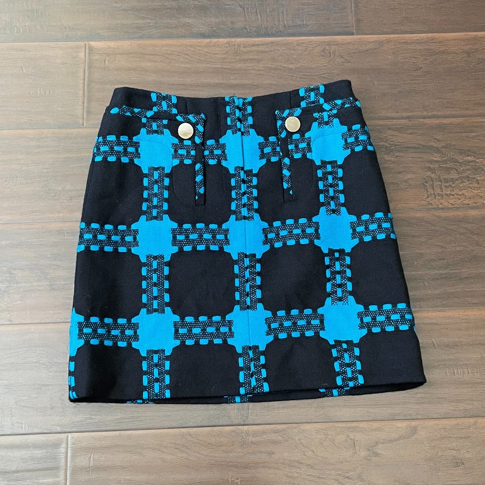 Per Se Vintage Womens Turquoise/Black Plaid 100% Wool Lined Skirt Sz US 6 NWOT